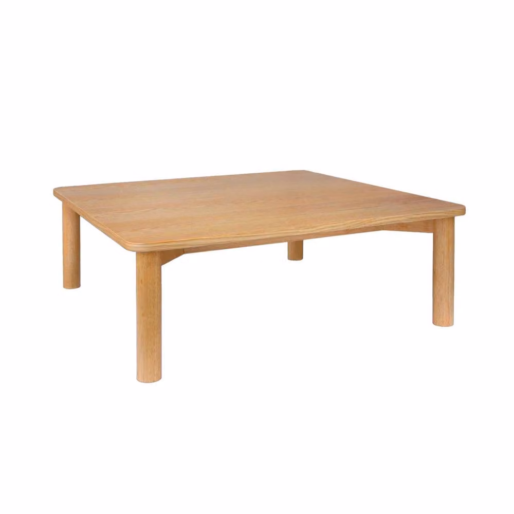 sweeek Square Coffee Table in Brown Oak Veneer with Rounded Edges – 2