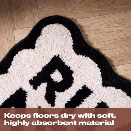 OHS Rudey Nudey Non-Slip Soft Shaggy Bath Mat, White, W/D/H: 75 x 45 x 1 cm – 8