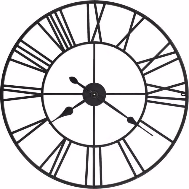 Berkfield Home Vintage Round Metal Wall Clock with Quartz Movement in Black, Diameter: 80 cm – 1