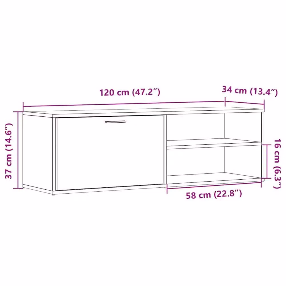 Berkfield Home Rustic Old Wood TV Cabinet in Brown, W/D/H: 120 x 34 x 37 cm – 5