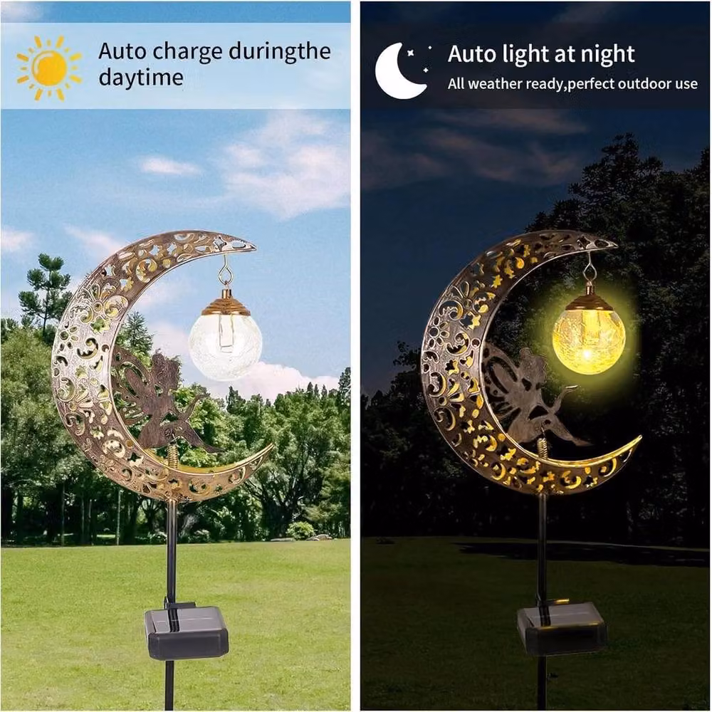 SPETLEK Solar LED Moon Light in Gold for Garden and Patio Decor – 4