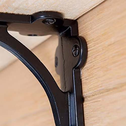 Hammer and Tongs Matt Black Curved Iron Shelf Bracket, Pack of 2 – 5