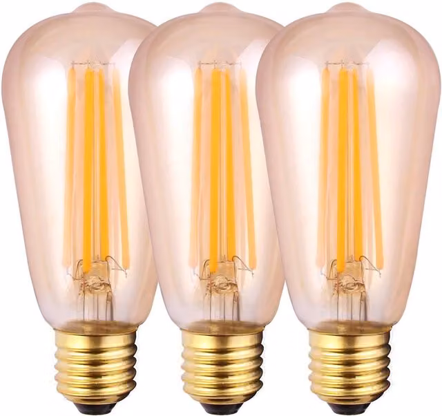 Harper Living 8W ST64 E27 LED Vintage Amber Warm White Dimmable Glass Bulb, Pack of 3