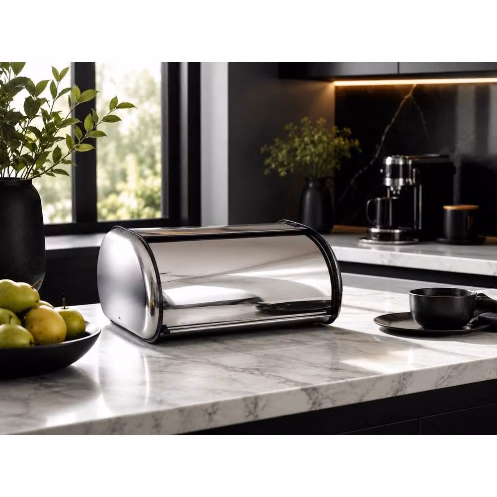 FORGEVIO Stainless Steel Roll Top Bread Bin in Silver – 4