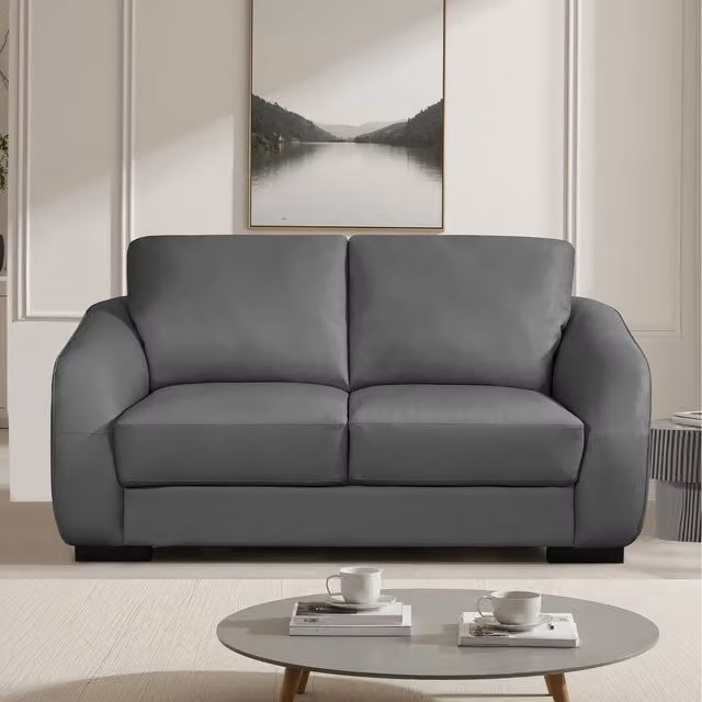 Artemis Home Brandon 2 Seat Grey Bonded Leather Sofa