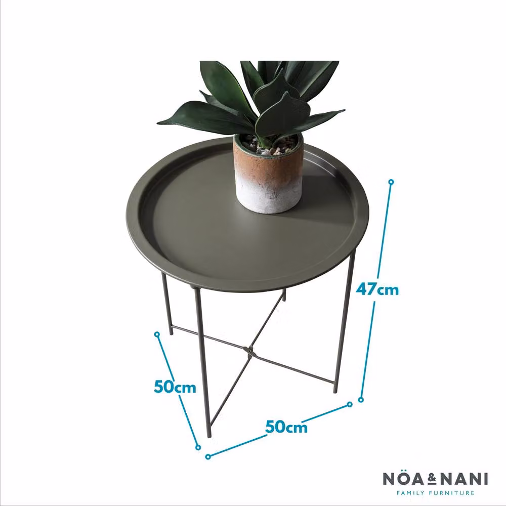 Nöa and Nani Modern Round Metal Side Table in Matt Olive Green – 2