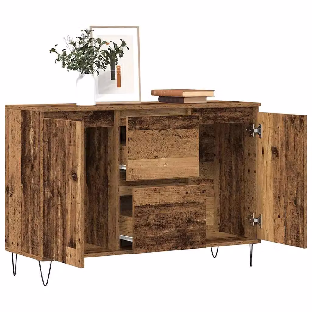 Berkfield Home Old Wood Sideboard in Brown, W/D/H: 104 x 35 x 70 cm – 3