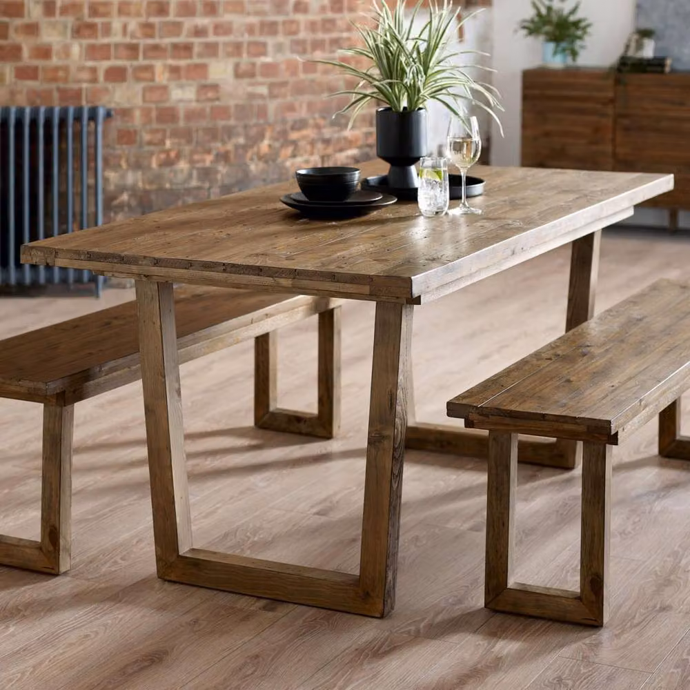 Cheshire Westhaven 180cm Rectangular Rustic Wood Dining Table in Beige and Brown – 2
