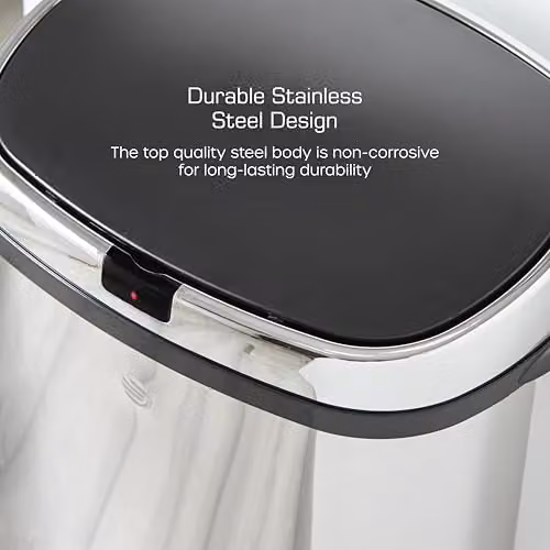 Swan Townhouse 42L Square Sensor Bin in Silver and Black – 4