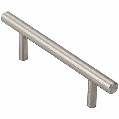 Loops Mini Round T-Bar Pull Handle in Brushed Silver, 100 x 8 mm, 64 mm Fixing Centres