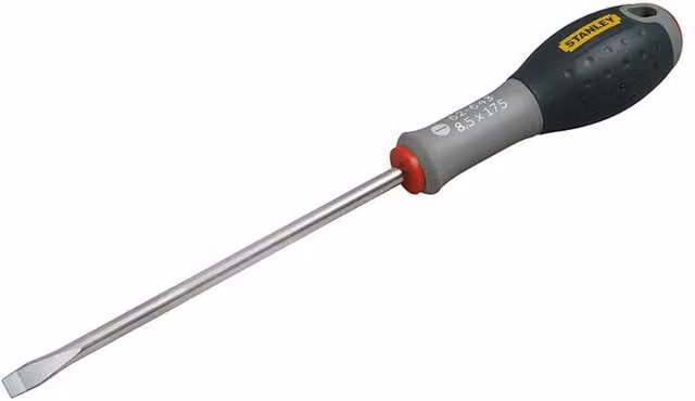 Stanley Tools Fatmax Stainless Steel Flared Tip Manual Screwdriver, Black, Tip Width: 0.85 mm, Length: 17.5 cm