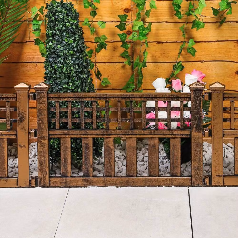 NESTLUNE Pack of 8 Bronze Plastic Garden Lawn Edging Fence Panels, W: 100 cm, H: 100 cm – 3
