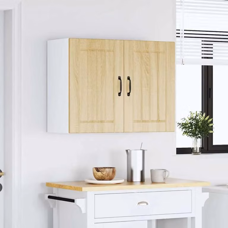 Berkfield Home Lucca Kitchen Wall Cabinet in Sonoma Oak with Glass Doors, Brown