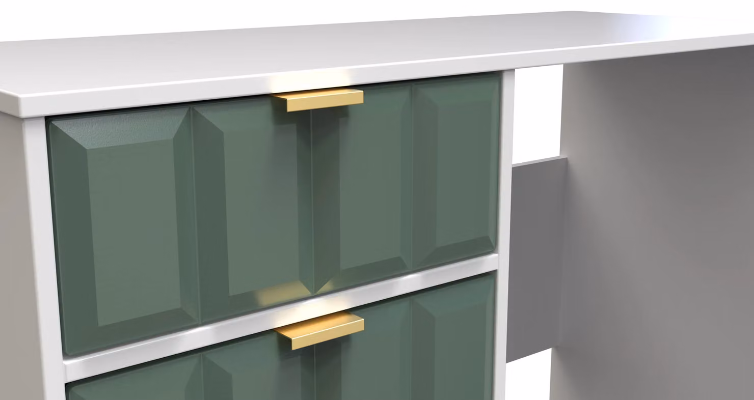 Ready Assembled 2 U Metro 4 Drawer Green and Gold Metal Vanity – 4