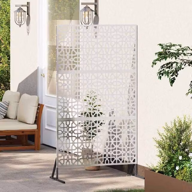 Berkfield Home Silver Stainless Steel Privacy Screen, W: 100 cm, D: 50 cm, H: 180 cm