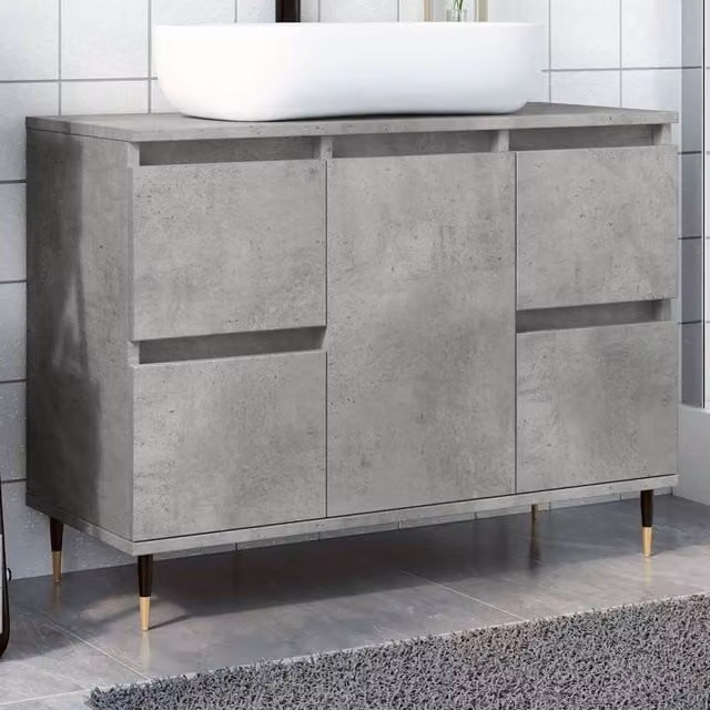 Berkfield Home Concrete Grey Bathroom Cabinet with Internal Drawers, W/D/H: 80 x 33 x 60 cm – 1