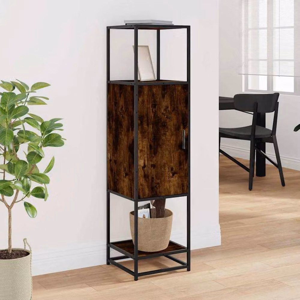 Berkfield Home Smoked Oak Highboard in Brown, W/D/H: 35.5 x 35.0 x 139.0 cm – 3