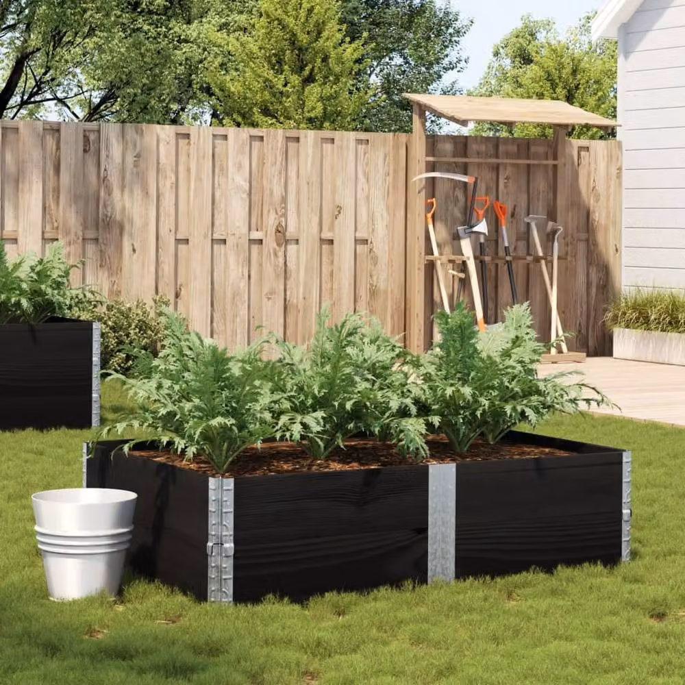 Berkfield Home Garden Black Wooden Raised Bed Planter with Galvanised Steel – 2