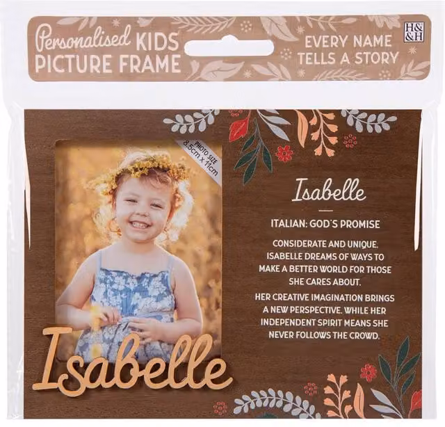 History & Heraldry Isabelle Pre-personalised Child's Floral Picture Frame, Brown, W/H: 11 x 8.5 cm – 2