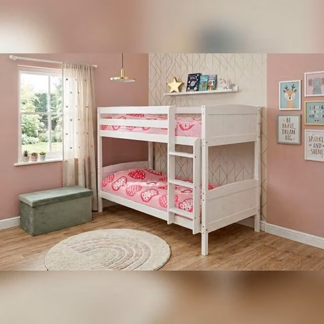 Comfy Living Ltd Kids Solid Wood Bunk Bed in White or Grey, W/D/H: 90 x 190 x 186 cm