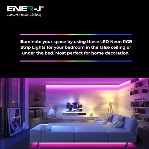 ENERJ Smart WiFi RGB LED Neon Strip Kit, 12V, 3m, Multicolour, IP65 Waterproof – 4