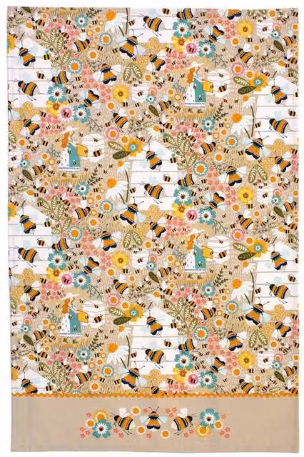 Ulster Weavers Bee Keeper Floral Cotton Tea Towel in Multicolour