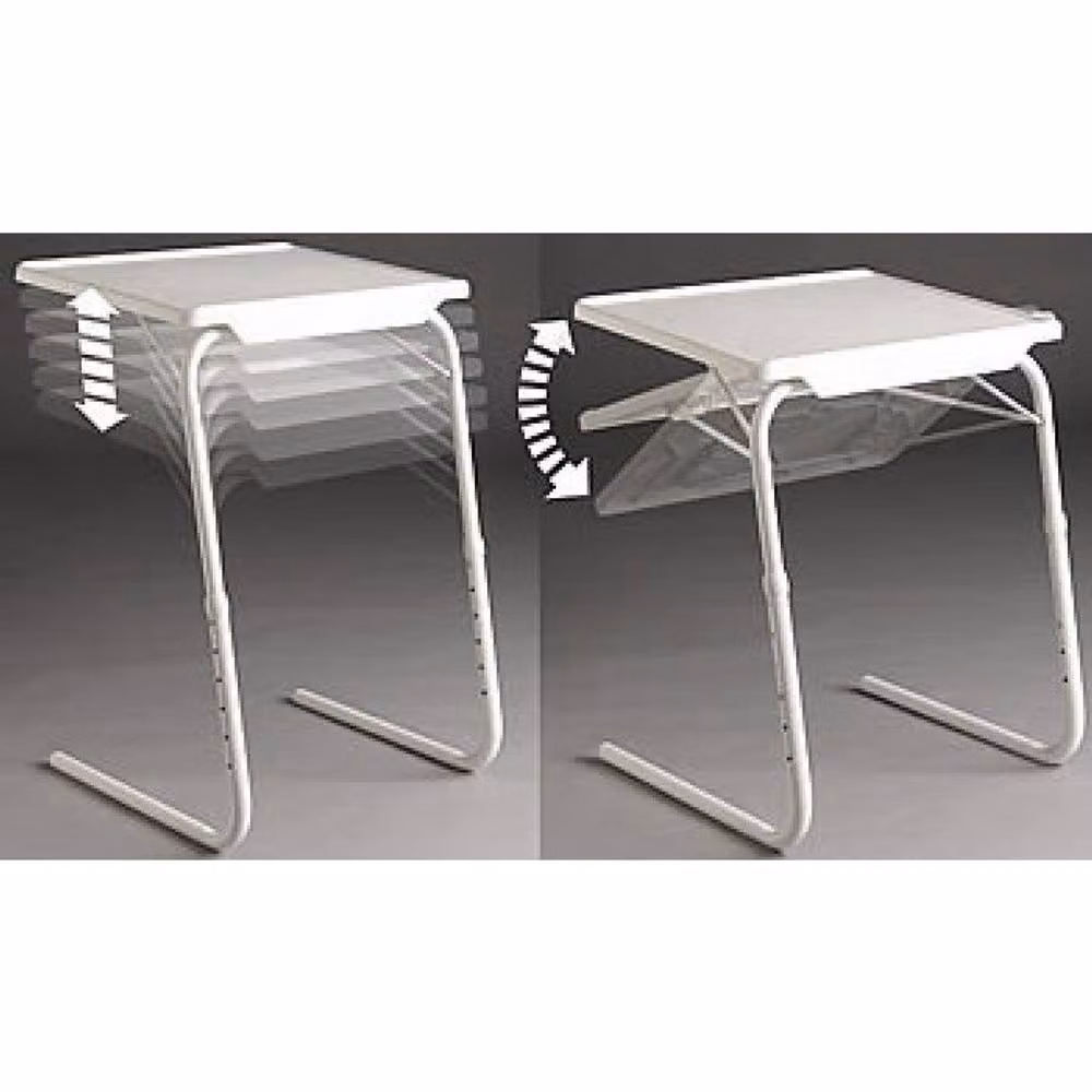 Almineez Portable Adjustable Folding Table in White – 4