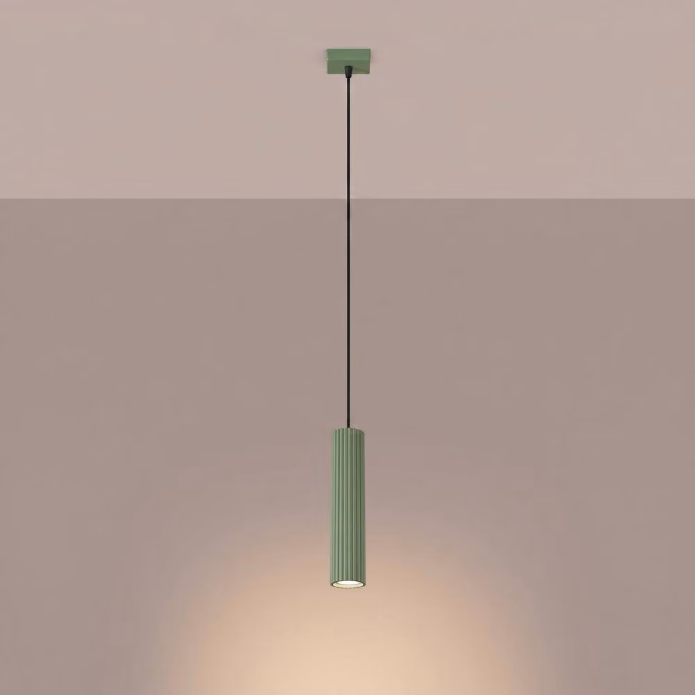 Sollux Lighting minimalist cylinder pendant lamp in pale green, W/D/H: 118 x 8 x 8 cm – 2