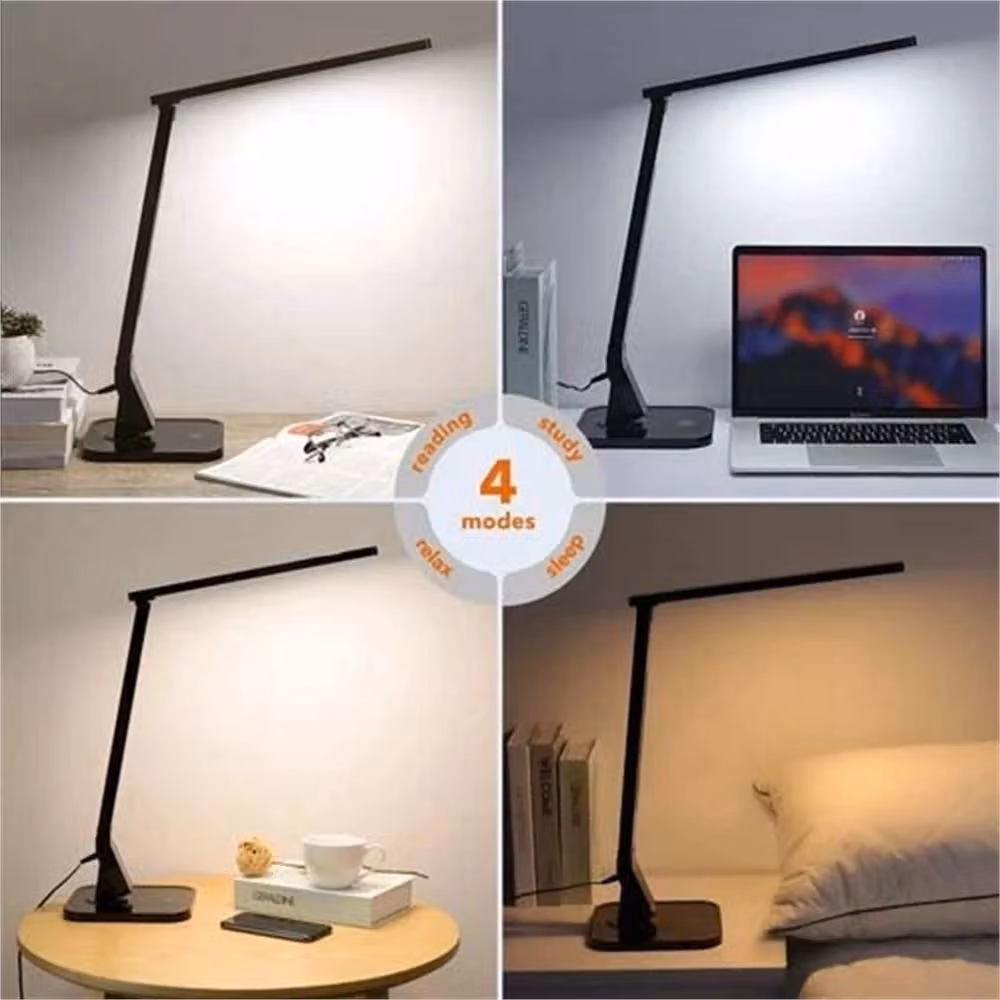 NESTLUNE 14W Black LED Multi-Function Desk Lamp with Dimmable and Adjustable Settings – 3