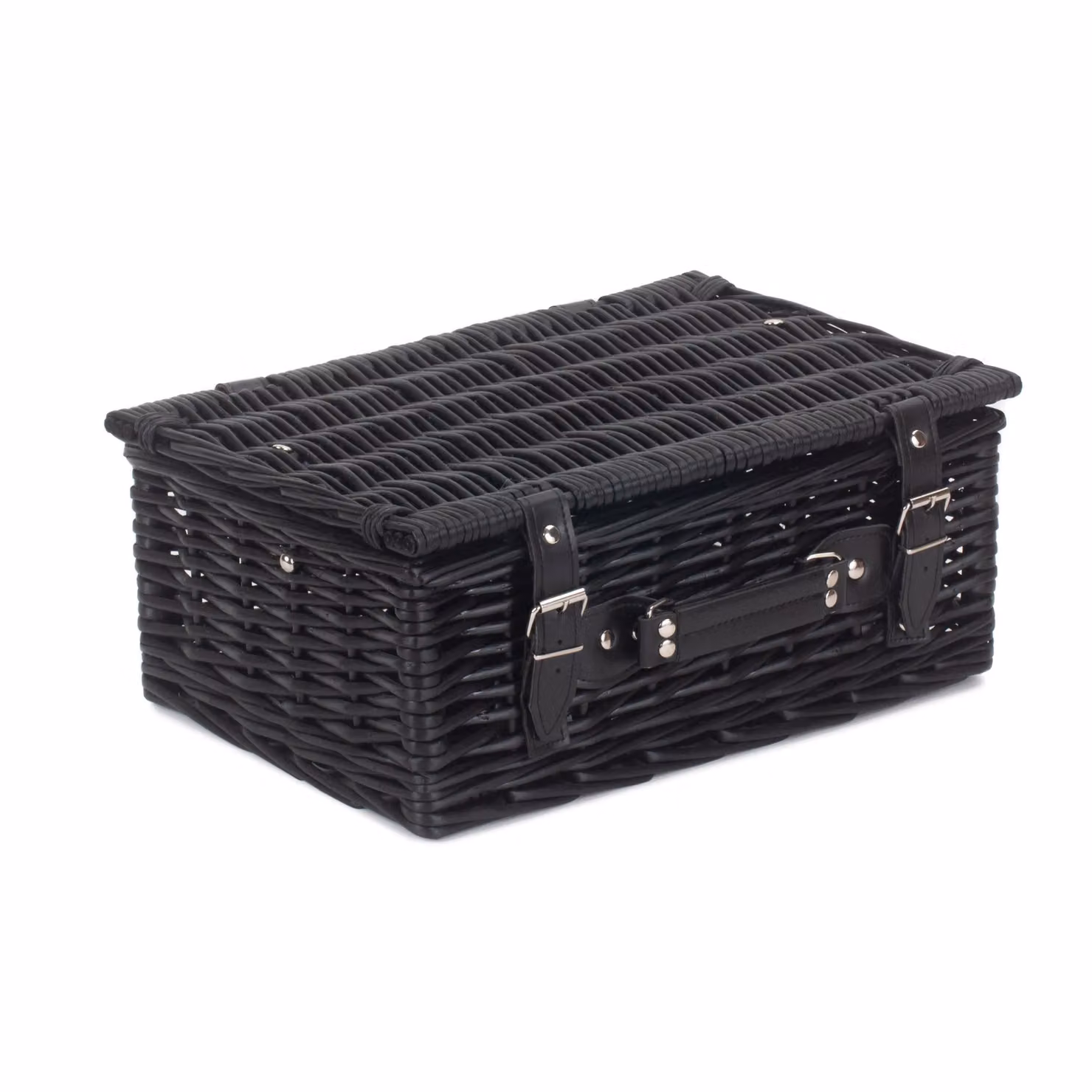 Red Wicker Hamper and Black Willow Basket with Cotton Lining – 2
