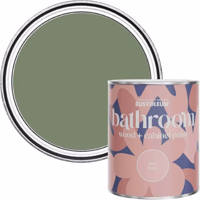 Rust-Oleum Moisture Resistant Bathroom Wood and Cabinet Paint in Matt Finish, All Green, 750ml