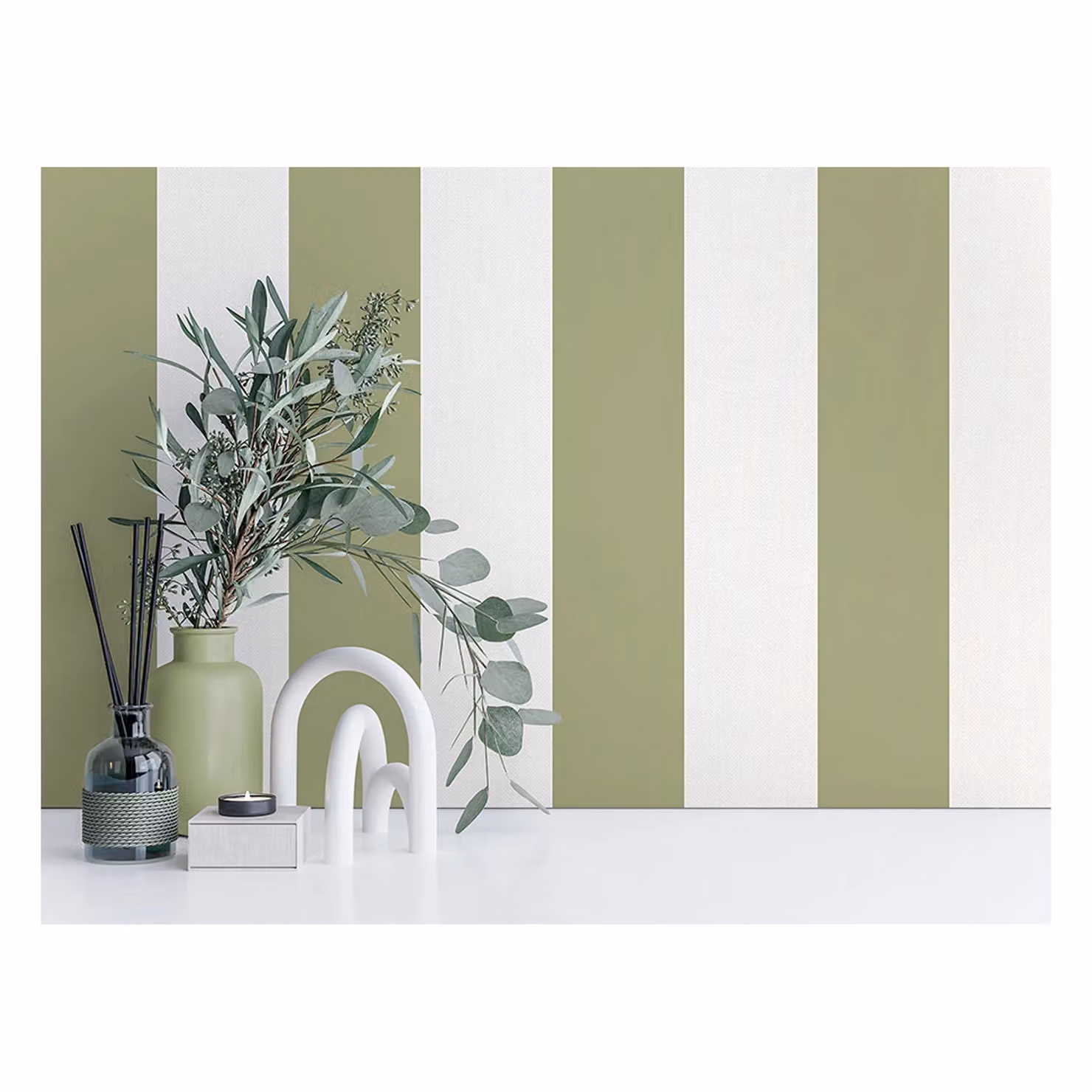 Fine Decor Juliette Striped Textured Vinyl Wallpaper in Green – 3