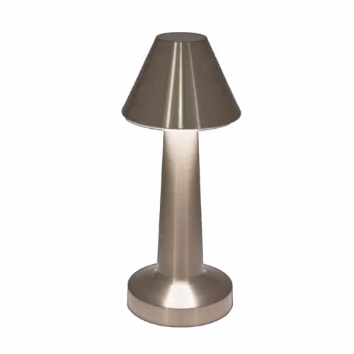 Global Gizmos 66369 LED Table Lamp, USB Rechargeable Dimmable Bedside Lamp with Warm White Light and Touch Control, Silver – 1