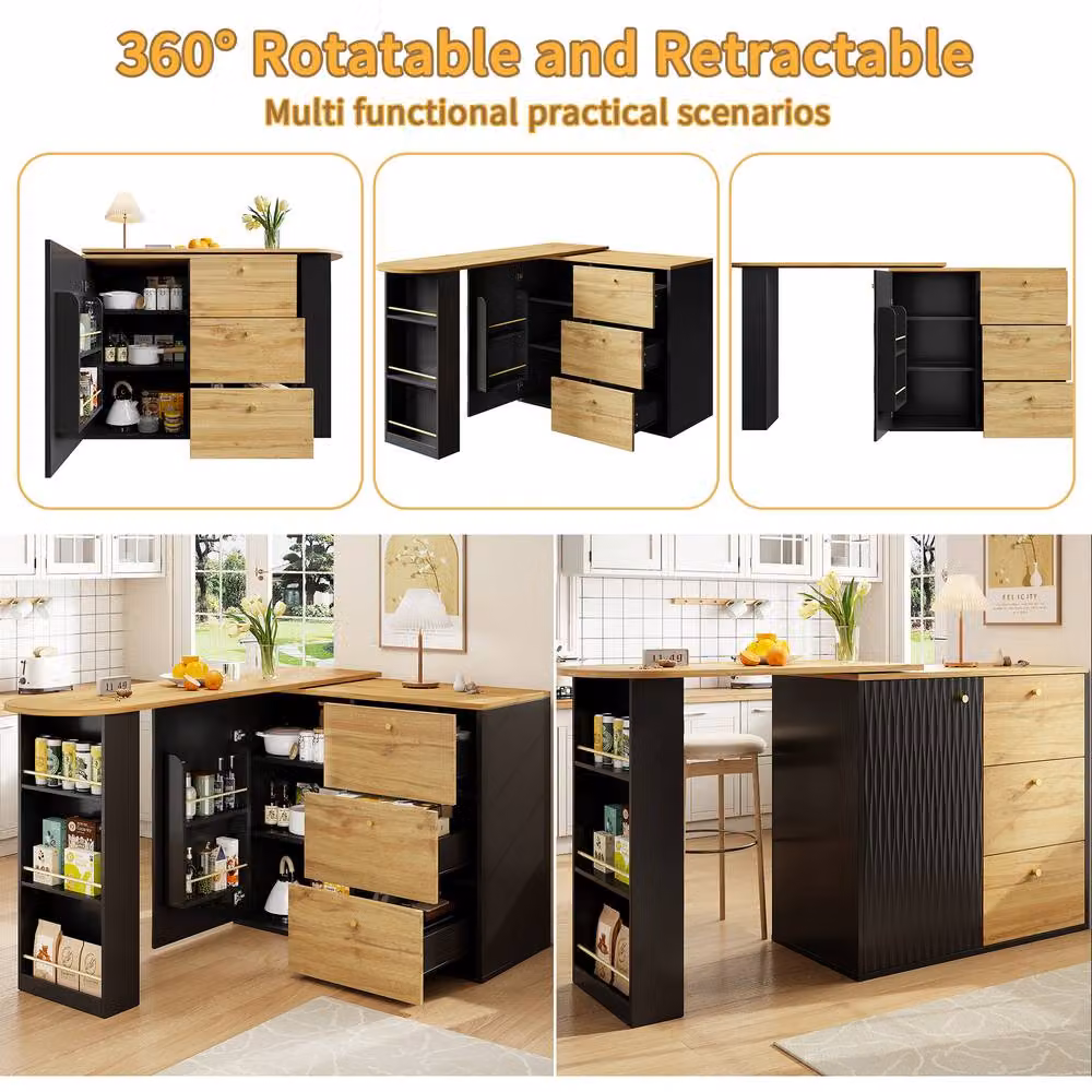 BTM Extendable Bar Table with 360 Degree Rotating Top and Storage in Multicolour – 7