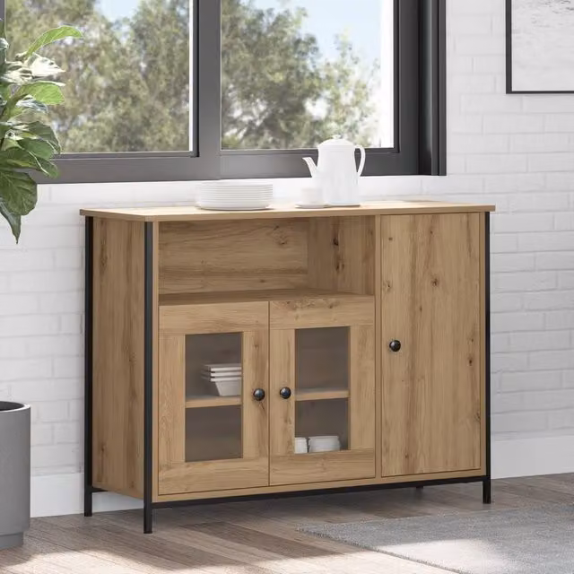 Berkfield Home Artisan Oak Sideboard in Brown, W/D/H: 100 x 35 x 75 cm – 1