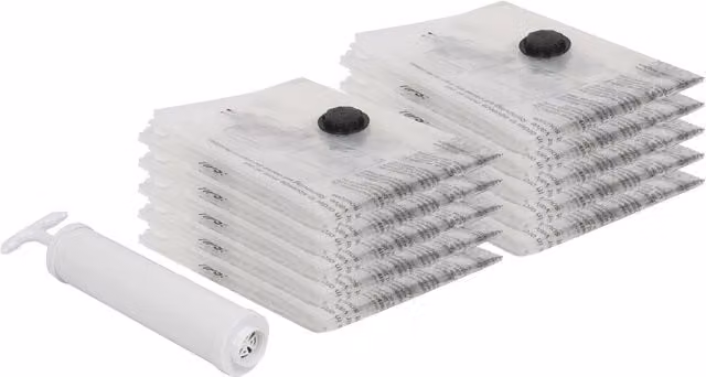 Harbour Housewares Vacuum Storage Bags with Hand Pump, White and Transparent, Size M, Pack of 10