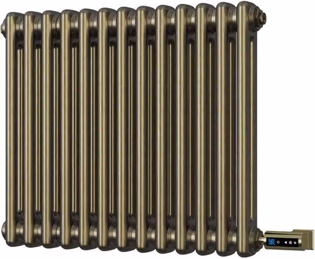 Alpha 2 Column Electric Radiator in Antique Brass with App Control and WiFi