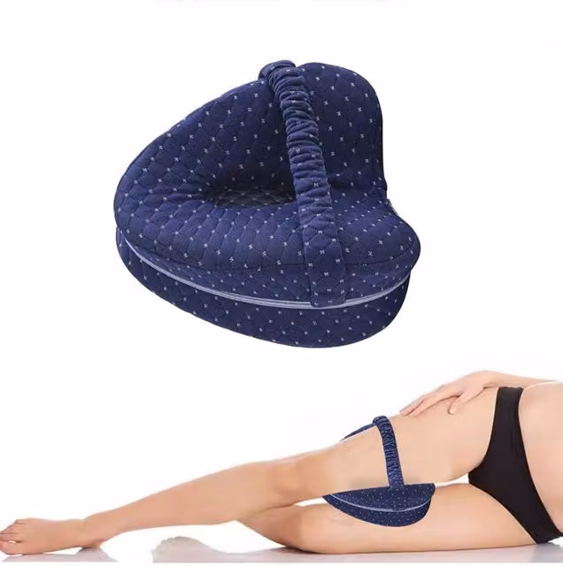 KDMD Blue Memory Foam Contoured Leg Alignment Pillow for Side Sleepers and Joint Support – 1