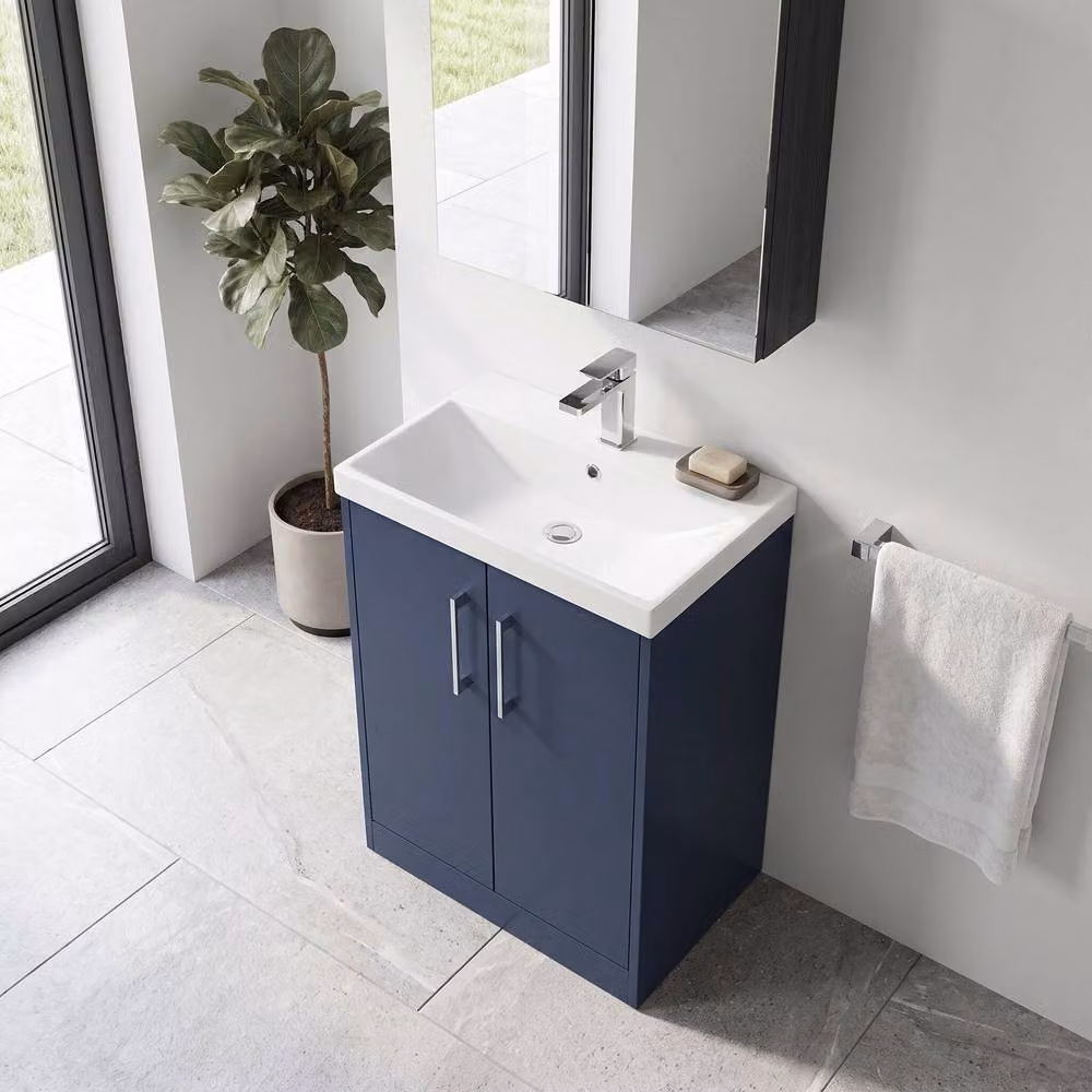 Balterley Winshill Contemporary 2 Door Freestanding Bathroom Vanity Unit, Blue, W: 60.0 cm, H: 85.3 cm – 2