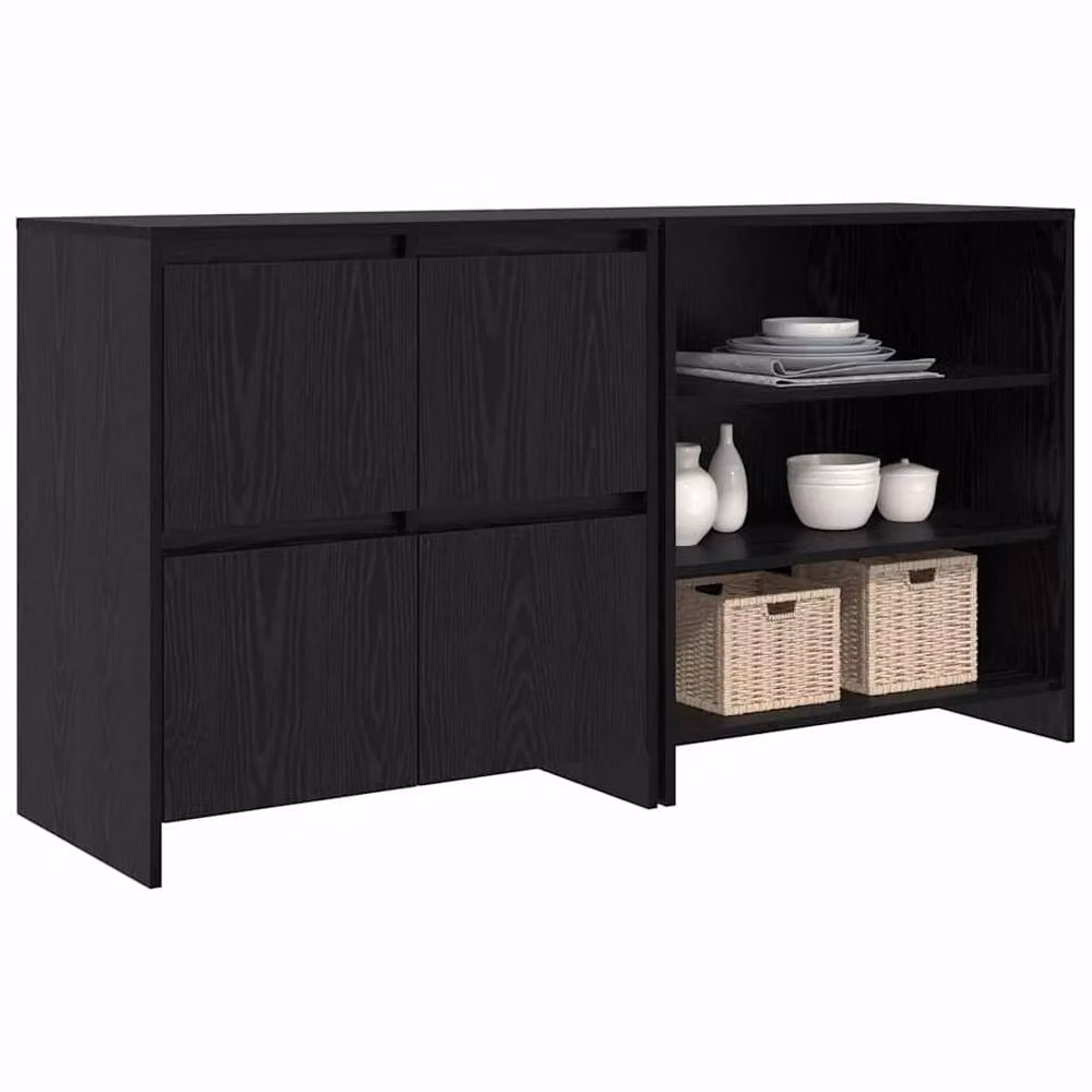 Berkfield Home 2-Piece Black Oak Sideboard Set in MDF, W/D/H: 70 x 41 x 75 cm – 3