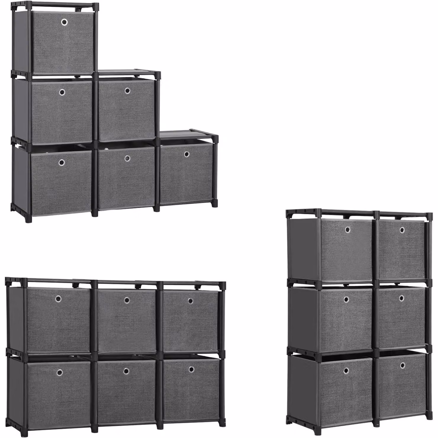 SONGMICS 6 Cube Ladder Storage Organiser with Storage Boxes, Grey Metal Frame – 4