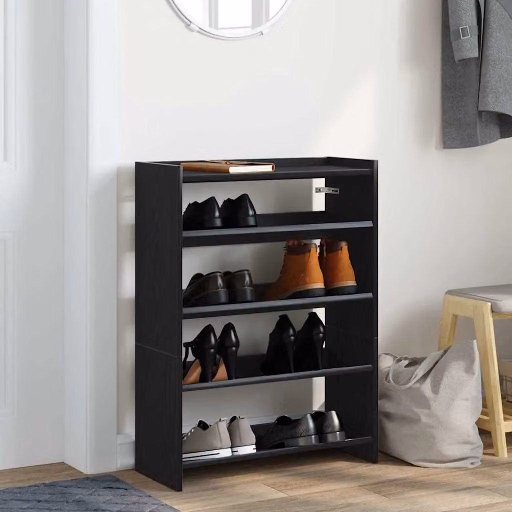 Berkfield Home Modern Black Shoe Rack in MDF, W/D/H: 60 x 25 x 81 cm – 3