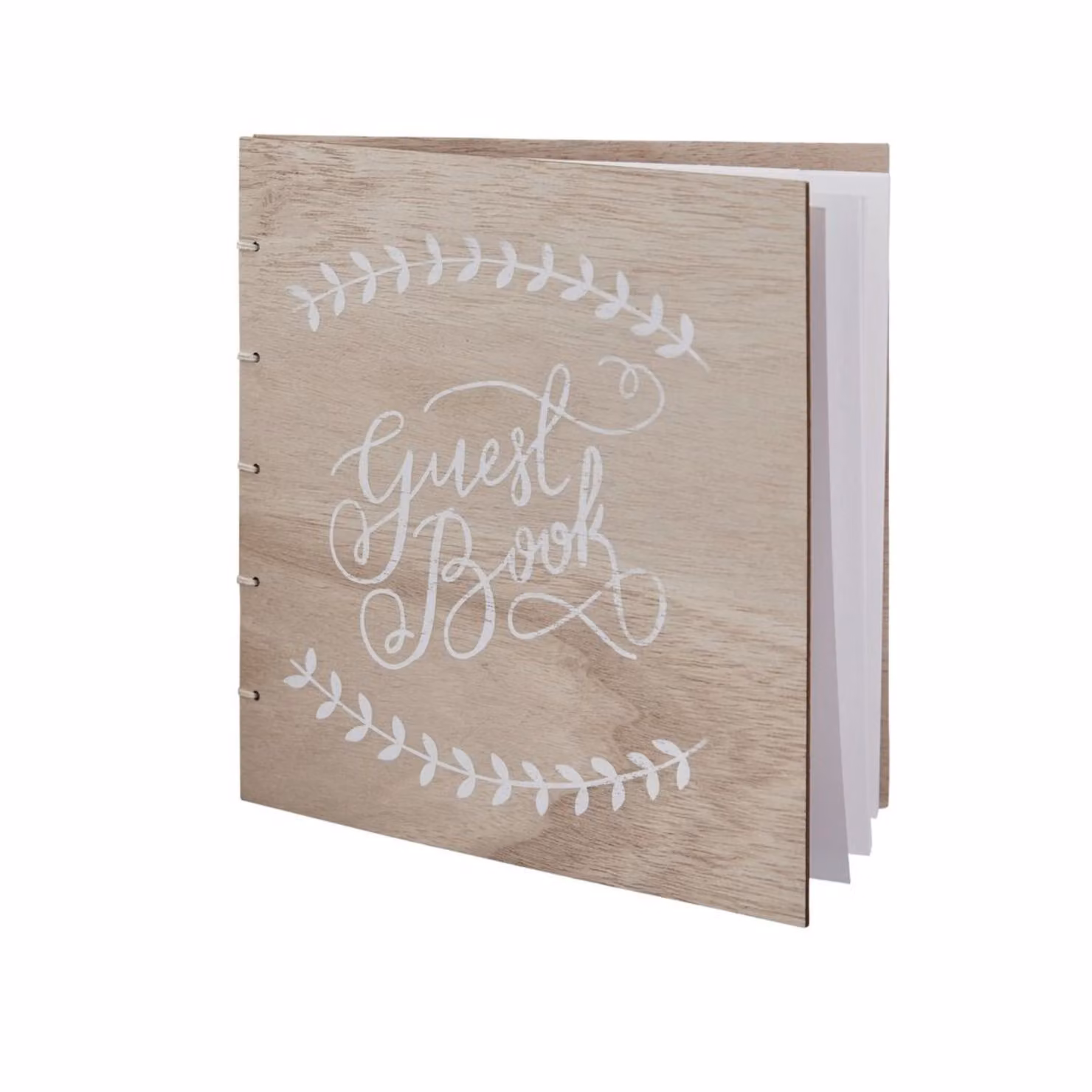 Custom Light Brown Wooden Guest Book with Hardcover Blank Paper Pages – 2