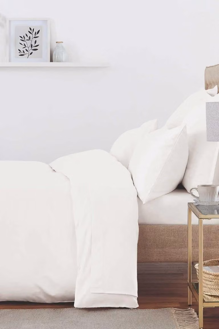 Murmur 250TC Plain Dye White Cotton Percale Single Fitted Sheet