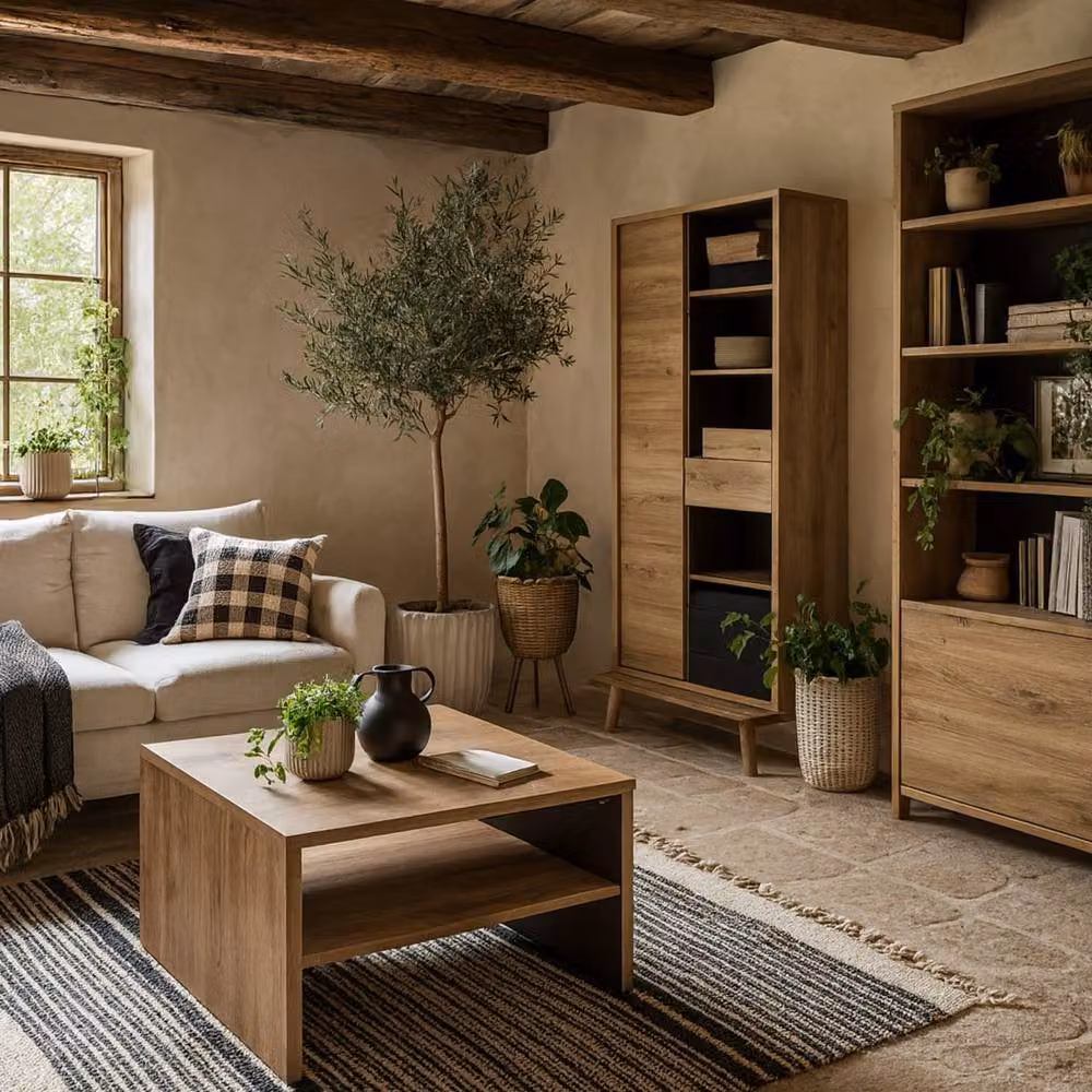 Wyld Haus Athens Square Coffee Table in Natural Oak Effect with Shelf, W: 75 cm, D: 75 cm, H: 48.5 cm – 2