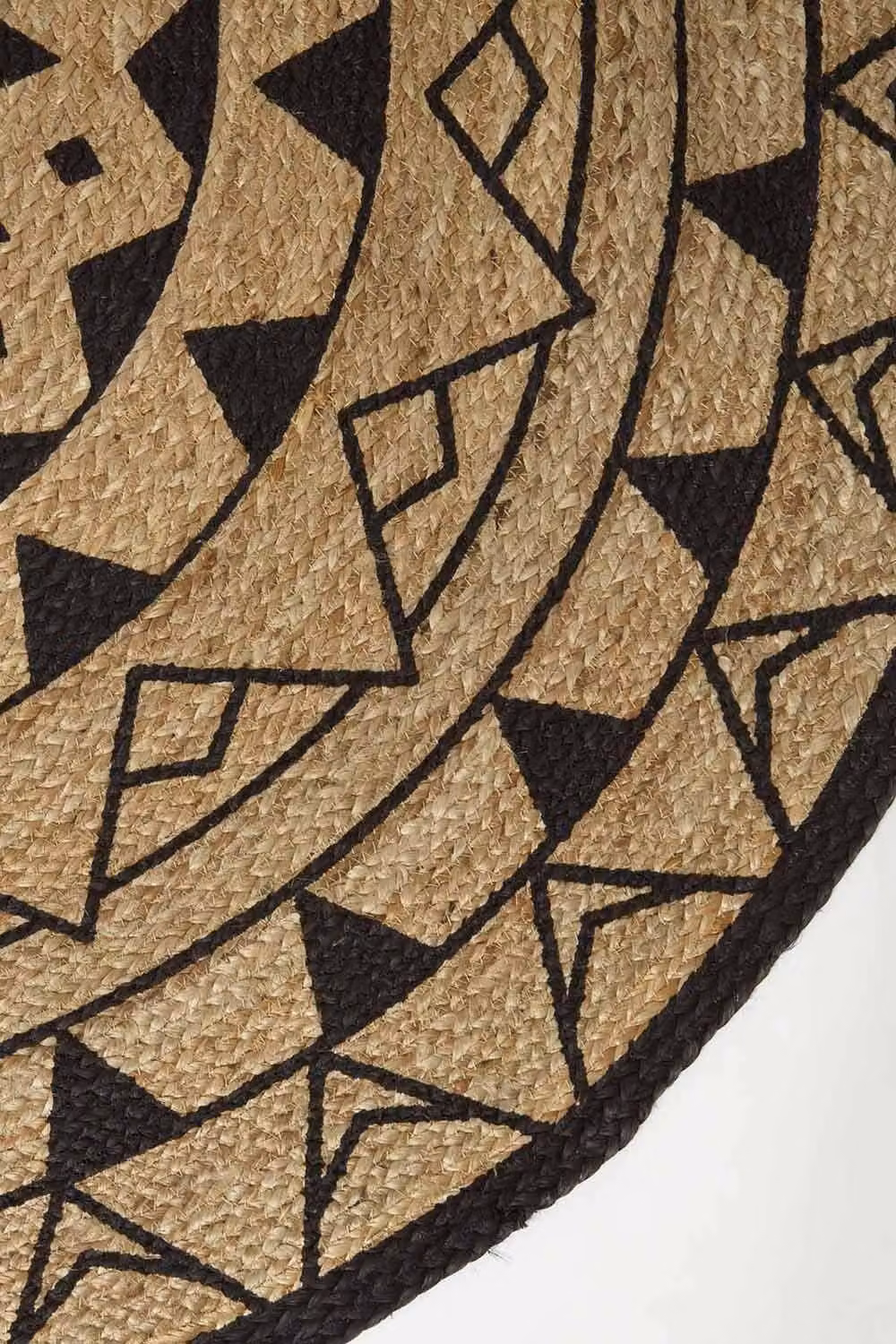 Homescapes Mandala Braided Jute Round Rug in Black and Beige, Diameter: 120 cm – 3