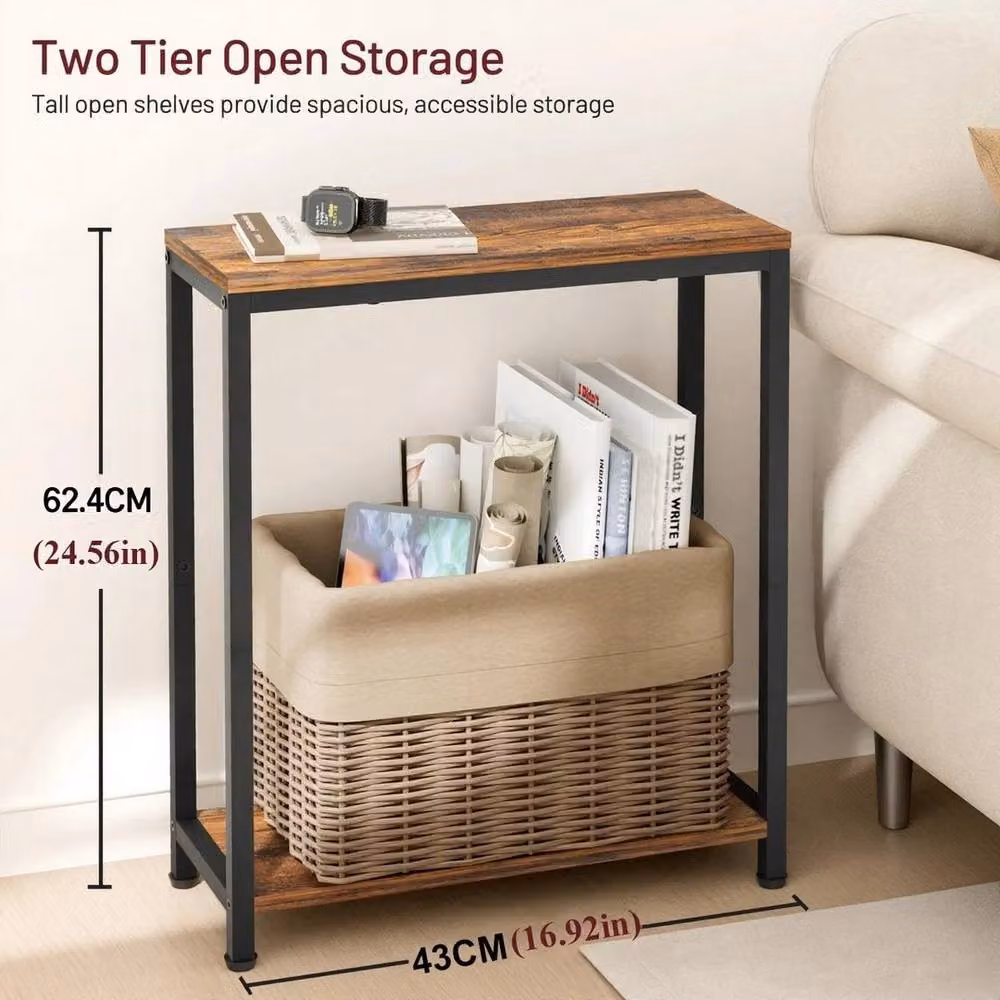 FORGEVIO 2-Tier Small Side Table in Brown – 2