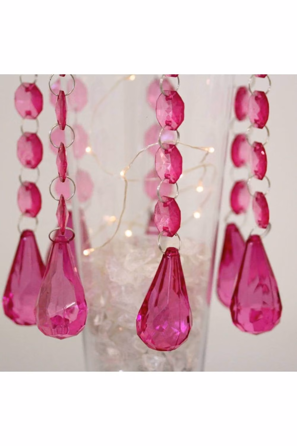 KDMD Fuchsia Pink Teardrop Prism Glass Christmas Garland – 2