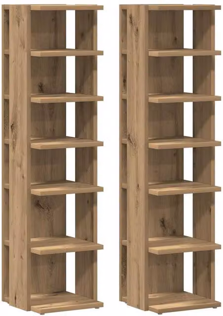 Berkfield Home Artisan Oak Shoe Cabinets, 2 Piece Set in Brown, W/D/H: 28 x 27 x 102 cm – 1