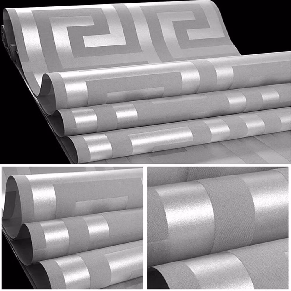 FLAVORA Geometric Abstract Art Deco Wallpaper Roll in Grey, 0.6 m2 – 2